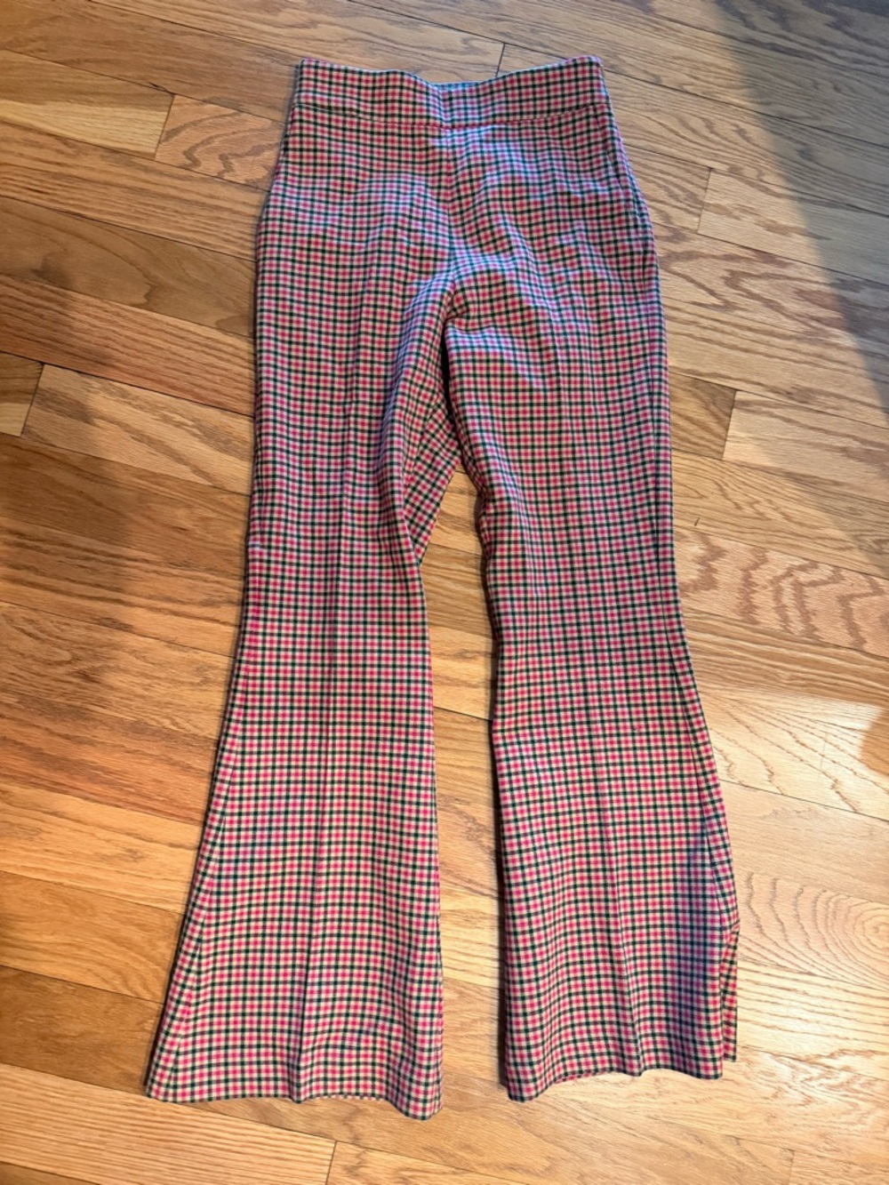 VIVETTA Pink and Black Checked Boot Cut Pants